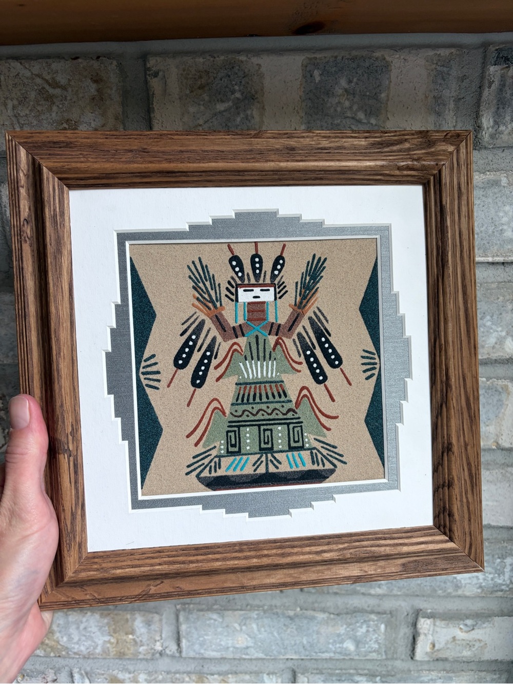 Vintage Navajo Sandpainting Framed Wall Art 🏜️